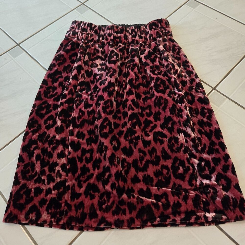 J Crew Velvet Leopard Print Skirt Rose XXSP